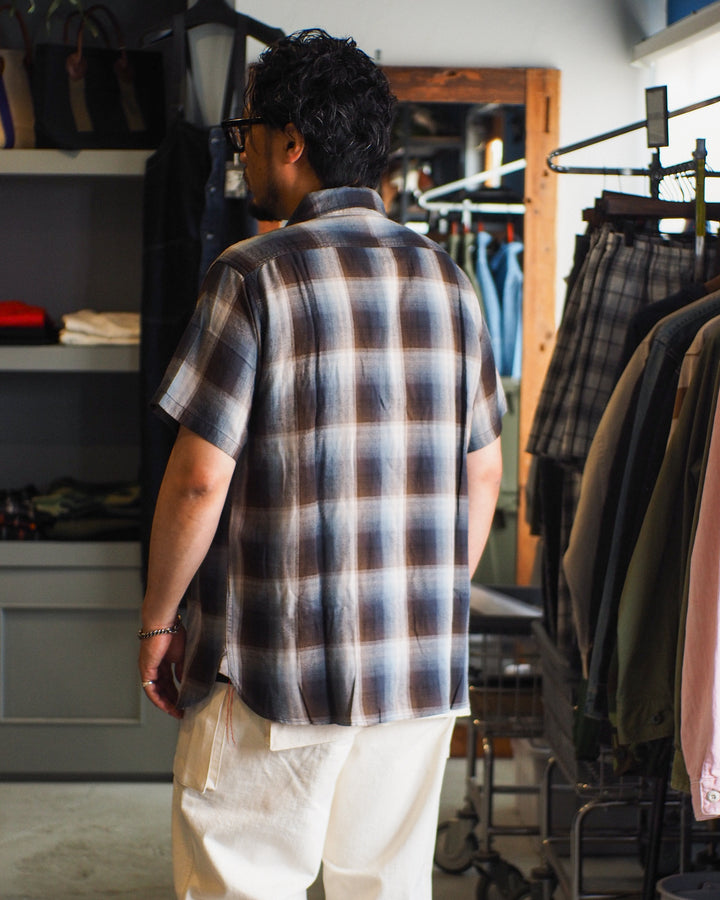 SUGAR CANE SC39726 RAYON TWILL CHECK WORK SHIRT Black