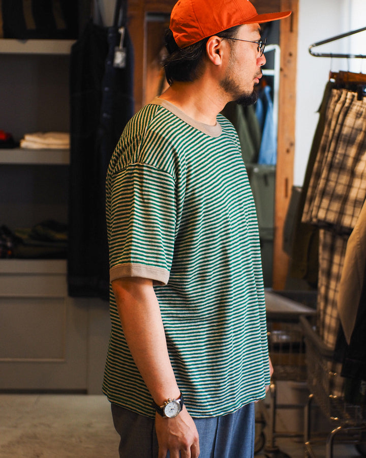 melple Seaview Linen Ringer S/S Green