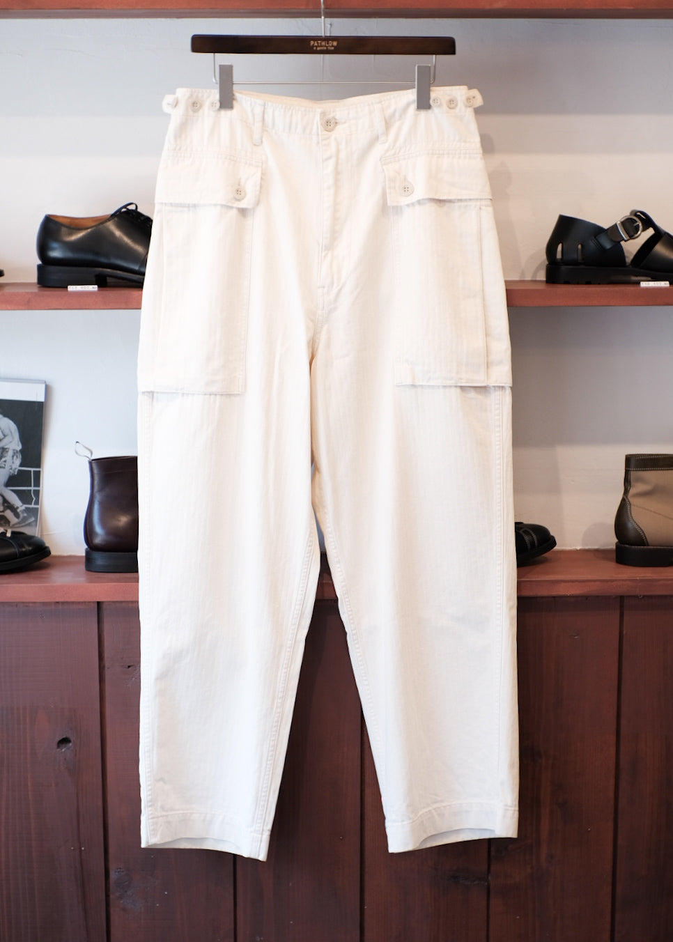 【PATHLOW】H.UNIT エイチユニット HBT military trousers (Used wash) Kinari