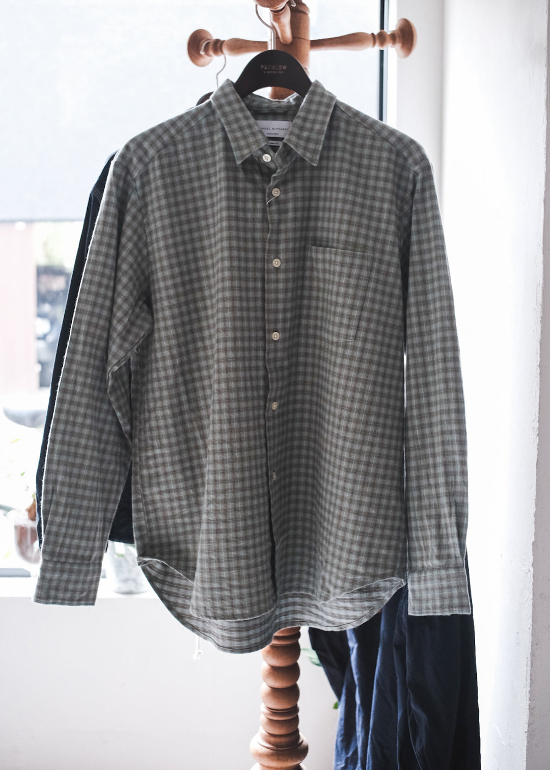 【PATHLOW】MANUAL ALPHABET BRUSHED TWILL CHECK LOOSE FIT R/C SHIRTS