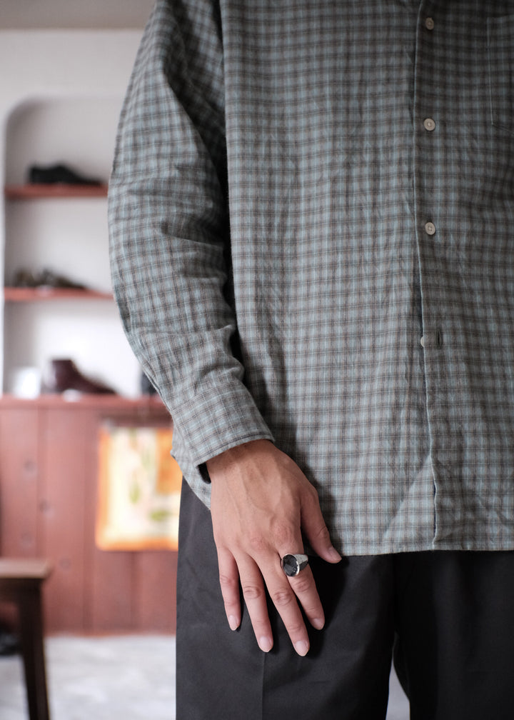 【PATHLOW】MANUAL ALPHABET BRUSHED TWILL CHECK LOOSE FIT R/C SHIRTS