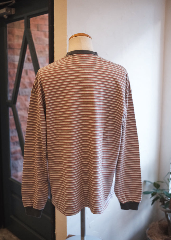 【PATHLOW】Unison Special GIANT AGED BORDER L/S TEE BURGUNDY