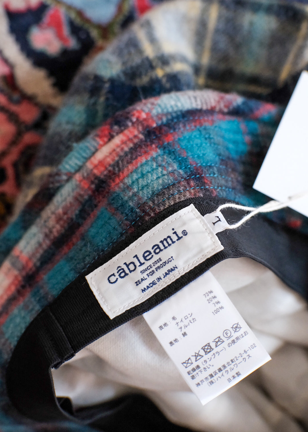 【PATHLOW】cableami Wool Shaggy Check BUCKET HAT