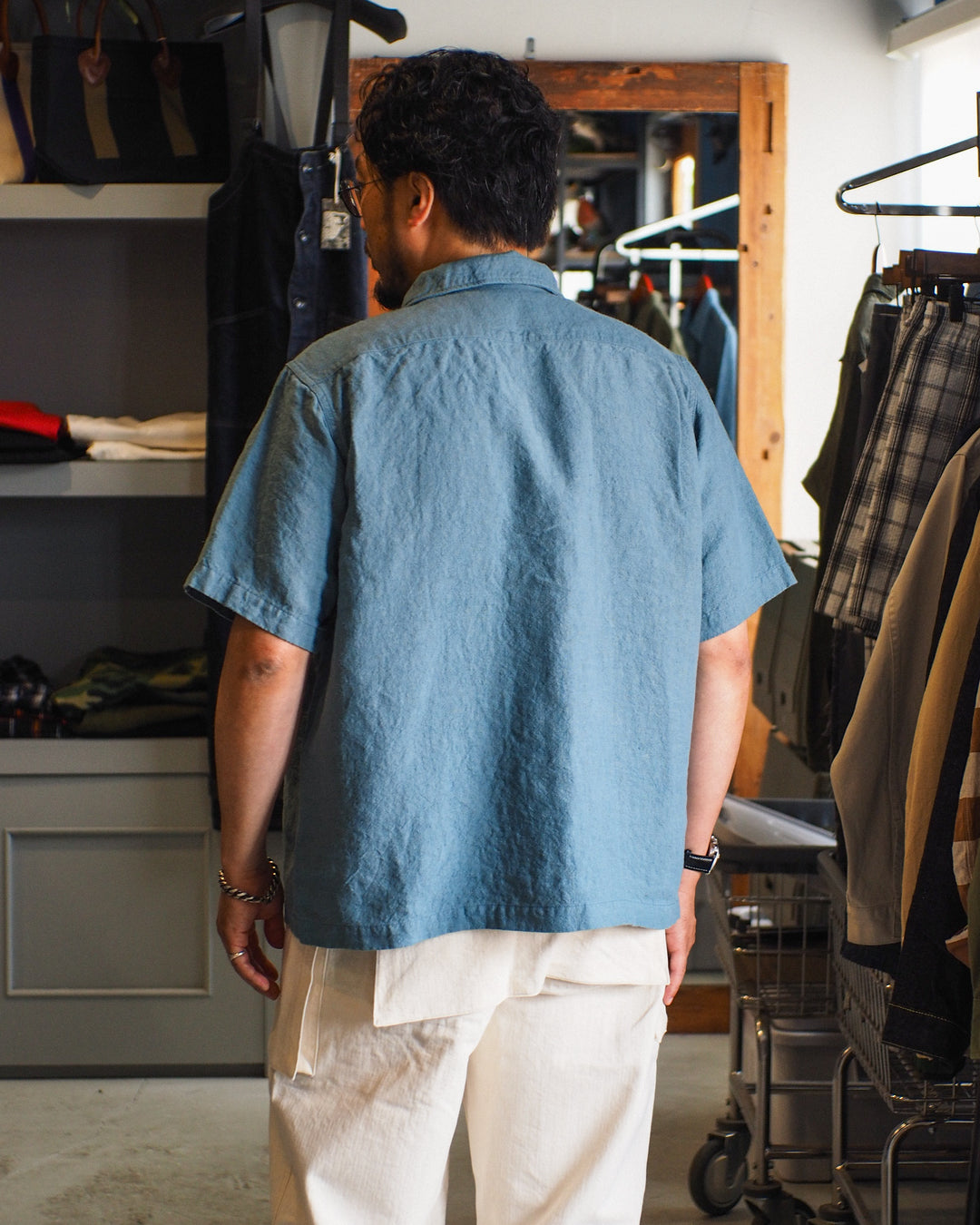 COLIMBO ZB-0305 Bisbee Drifter Shirt S/S -Heavy Weight Linen- Dusty Sax