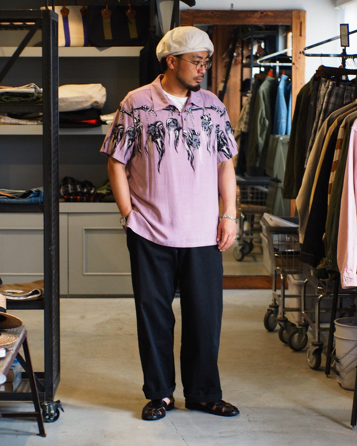 STAR OF HOLLYWOOD SH39704 / HOPSACK RAYON PULLOVER “SHRUNKEN HEAD” PURPLE