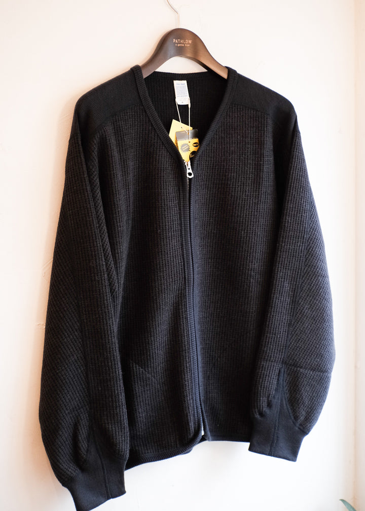 【PATHLOW】Unison Special ユニゾンスペシャル WOOL WAFFLE ZIP CARDIGAN BLACK