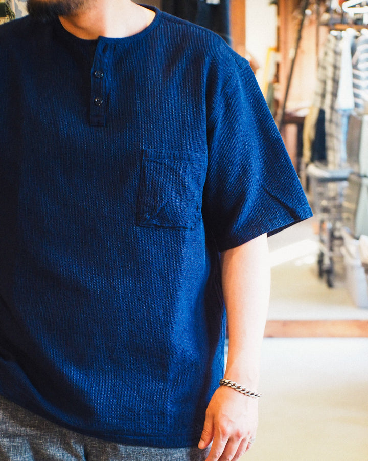 FOB factory F3493 INDIGO WAFFLE Tee Indigo