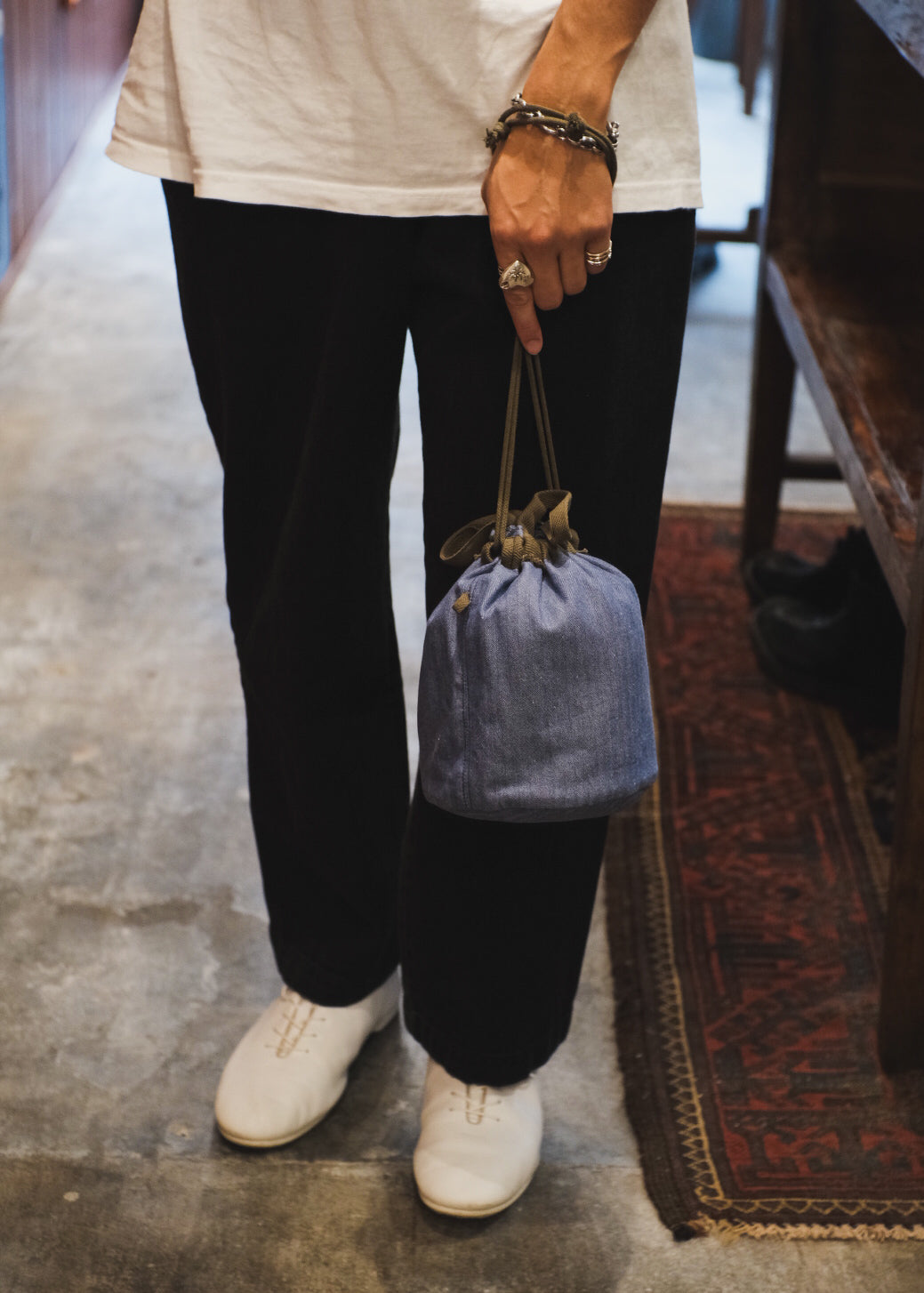 【PATHLOW】GENERAL THINGS ジェネラルシングス  まる底2WAYきんちゃくバッグ BLUE