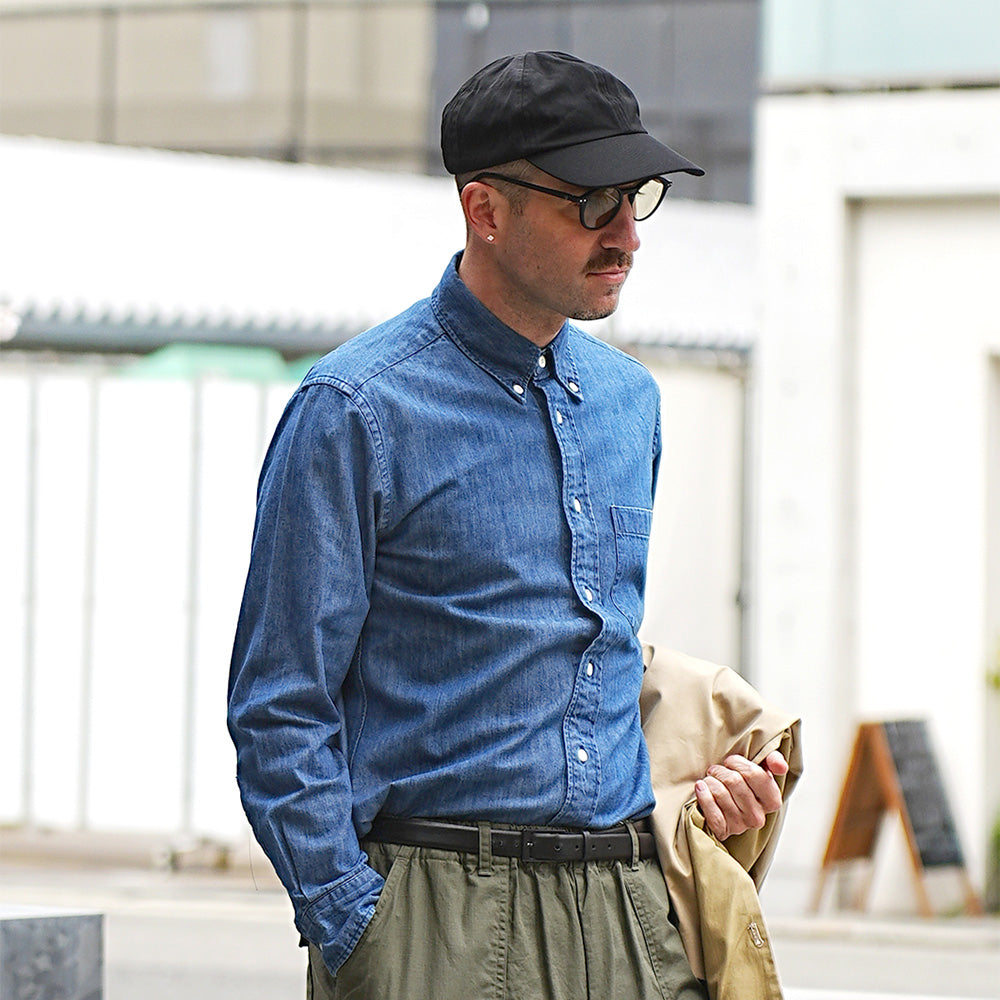 【PATHLOW】MANUAL ALPHABET 6oz DENIM BD SHT/Bulging Fit