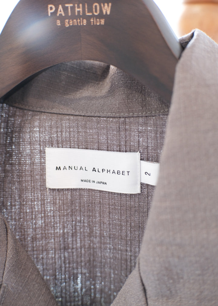 【PATHLOW】MANUAL ALPHABET RICH BUTCHER S/S OPEN COLLAR SHIRTS GREY