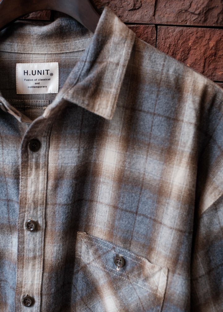 【PATHLOW】H.UNIT エイチ ユニット Shaggy check work shirt BEIGE