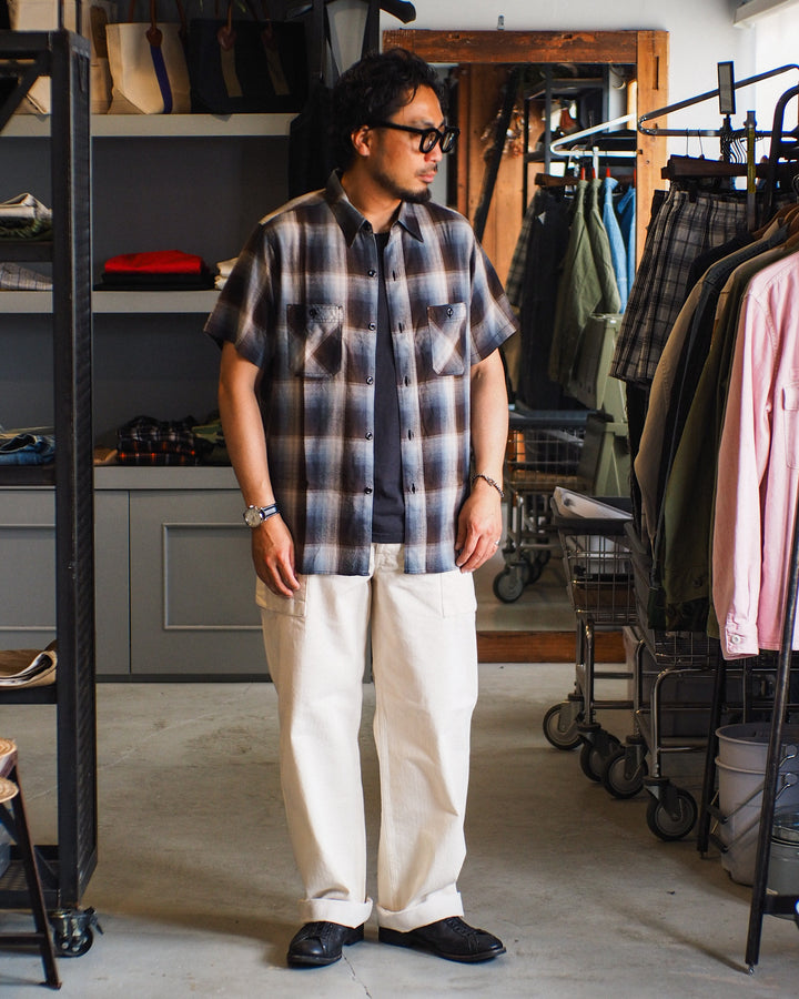 SUGAR CANE SC39726 RAYON TWILL CHECK WORK SHIRT Black