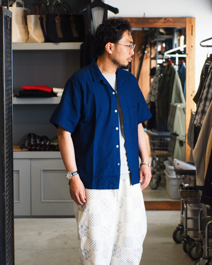 FOB factory F3500 INDIGO HOLIDAY SHIRT SASHIKO