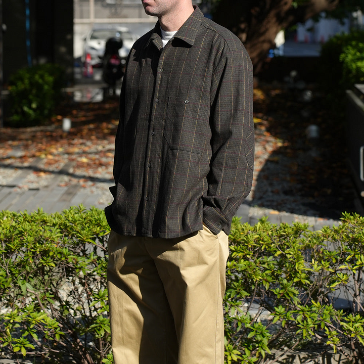 【PATHLOW】MANUAL ALPHABET COTTON TWEED PATCH CHECK SHIRTS