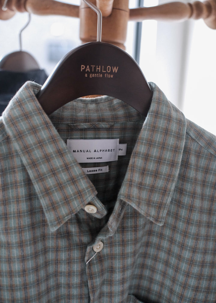 【PATHLOW】MANUAL ALPHABET BRUSHED TWILL CHECK LOOSE FIT R/C SHIRTS
