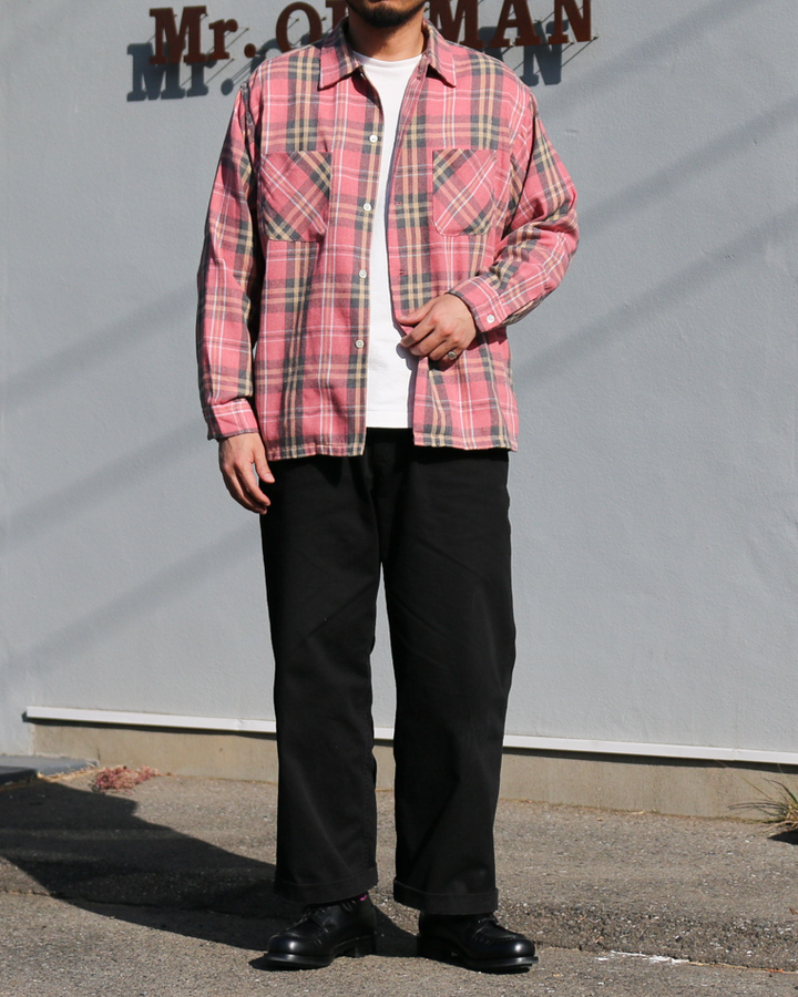 Dan River ダンリバー Worn Out Check Flannel Shirts Pink