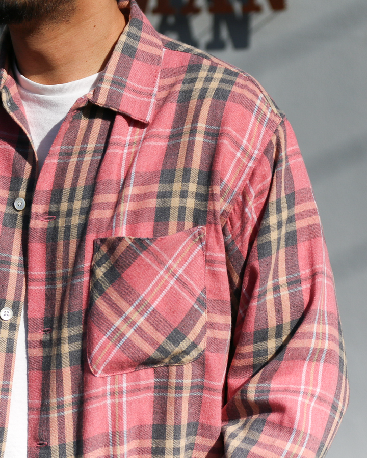 Dan River ダンリバー Worn Out Check Flannel Shirts Pink