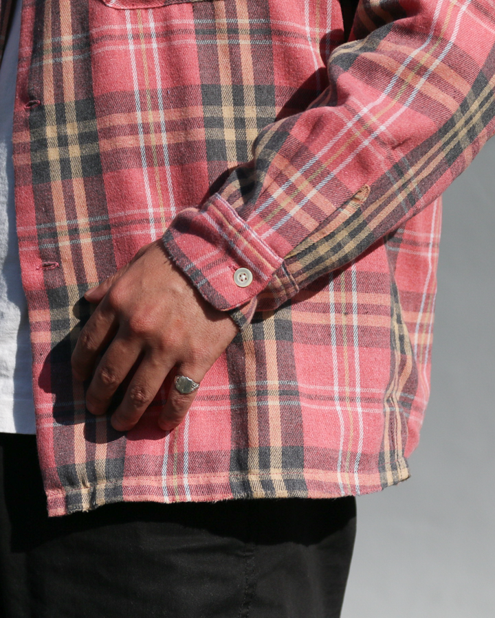 Dan River ダンリバー Worn Out Check Flannel Shirts Pink