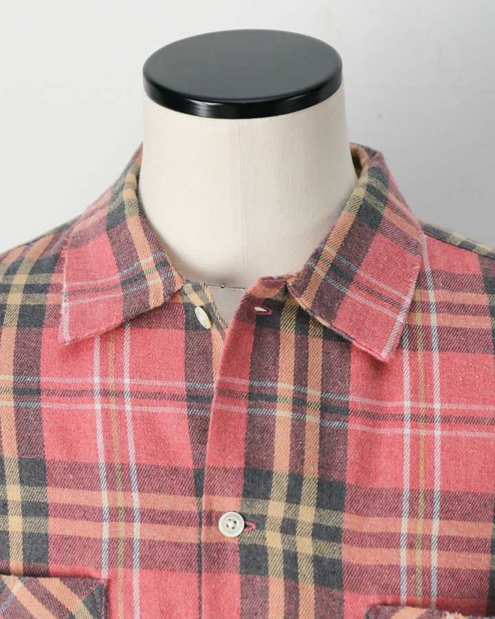Dan River ダンリバー Worn Out Check Flannel Shirts Pink