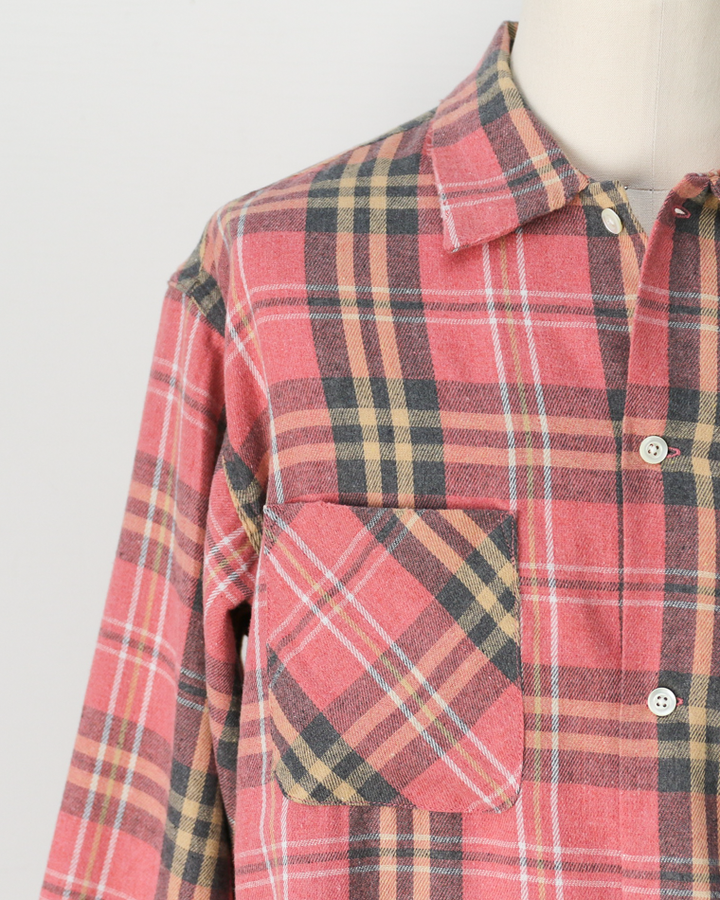 Dan River ダンリバー Worn Out Check Flannel Shirts Pink