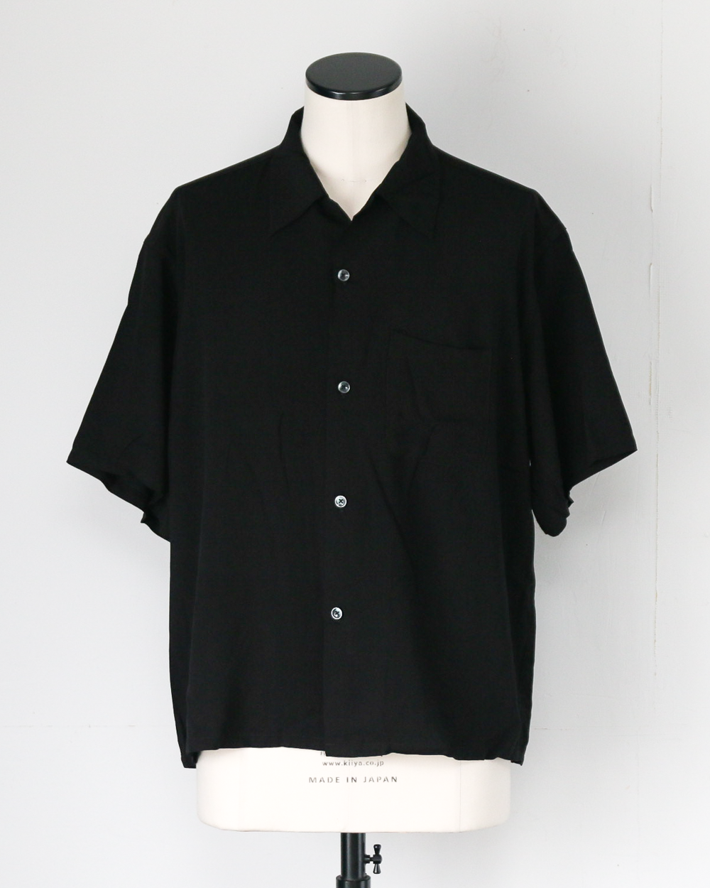 TOWN CRAFT タウンクラフト PRINTED LOOP COLLAR SS SHIRT Solid Black