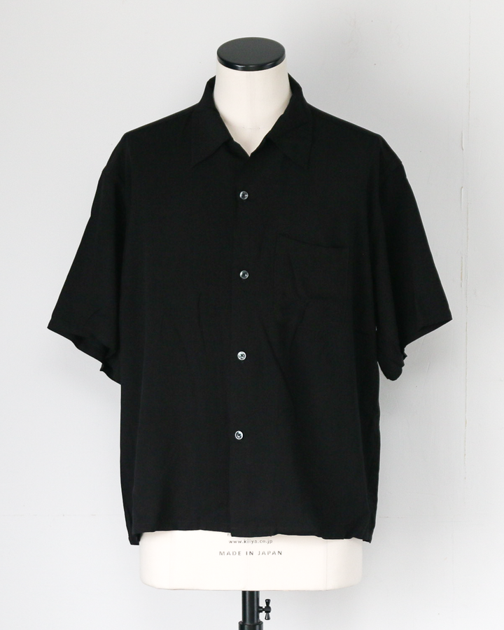 TOWN CRAFT タウンクラフト PRINTED LOOP COLLAR SS SHIRT Solid Black