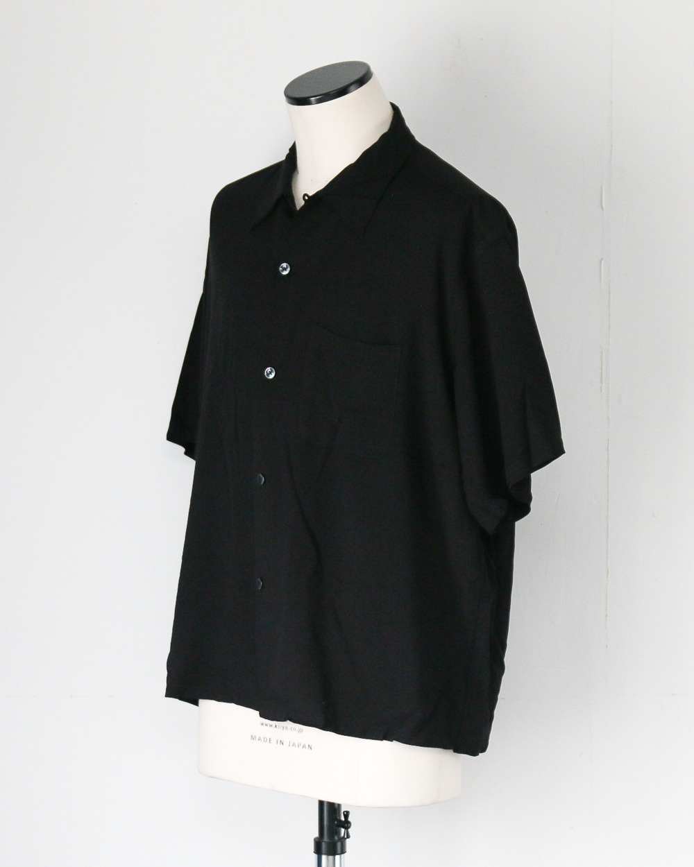 TOWN CRAFT タウンクラフト PRINTED LOOP COLLAR SS SHIRT Solid Black
