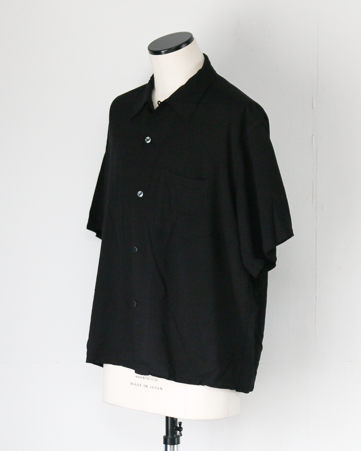 TOWN CRAFT タウンクラフト PRINTED LOOP COLLAR SS SHIRT Solid Black