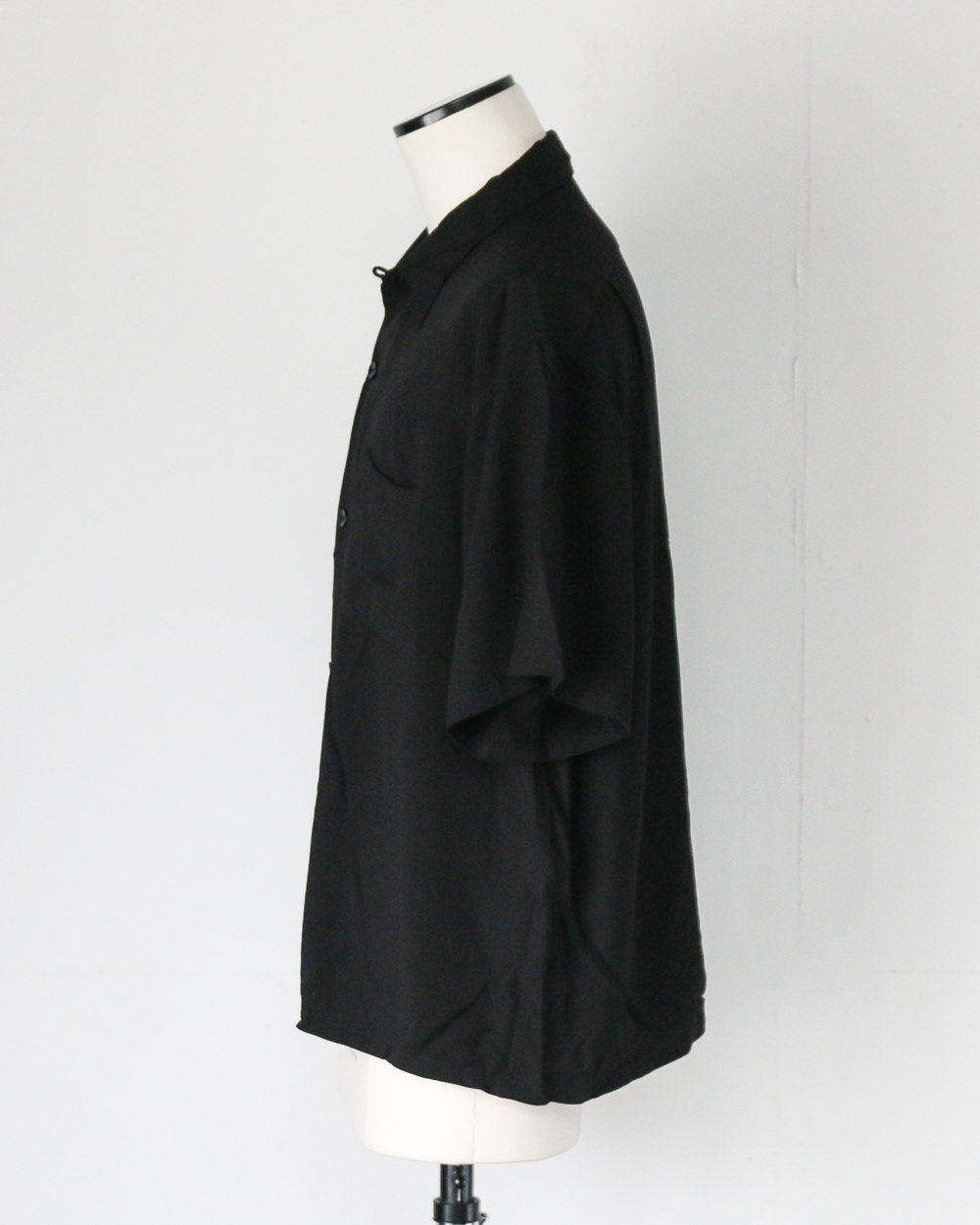 TOWN CRAFT タウンクラフト PRINTED LOOP COLLAR SS SHIRT Solid Black