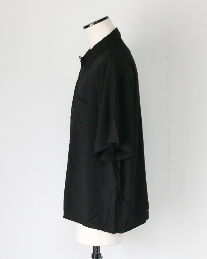 TOWN CRAFT タウンクラフト PRINTED LOOP COLLAR SS SHIRT Solid Black