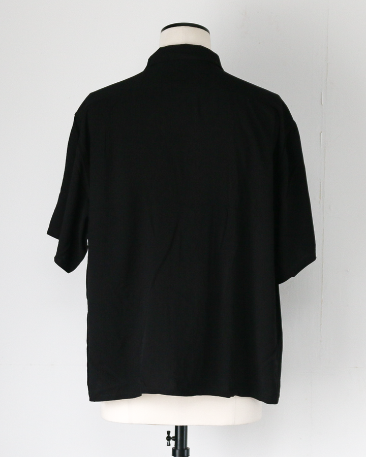 TOWN CRAFT タウンクラフト PRINTED LOOP COLLAR SS SHIRT Solid Black