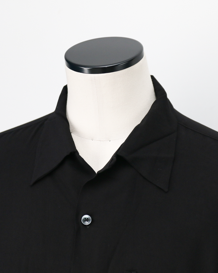 TOWN CRAFT タウンクラフト PRINTED LOOP COLLAR SS SHIRT Solid Black