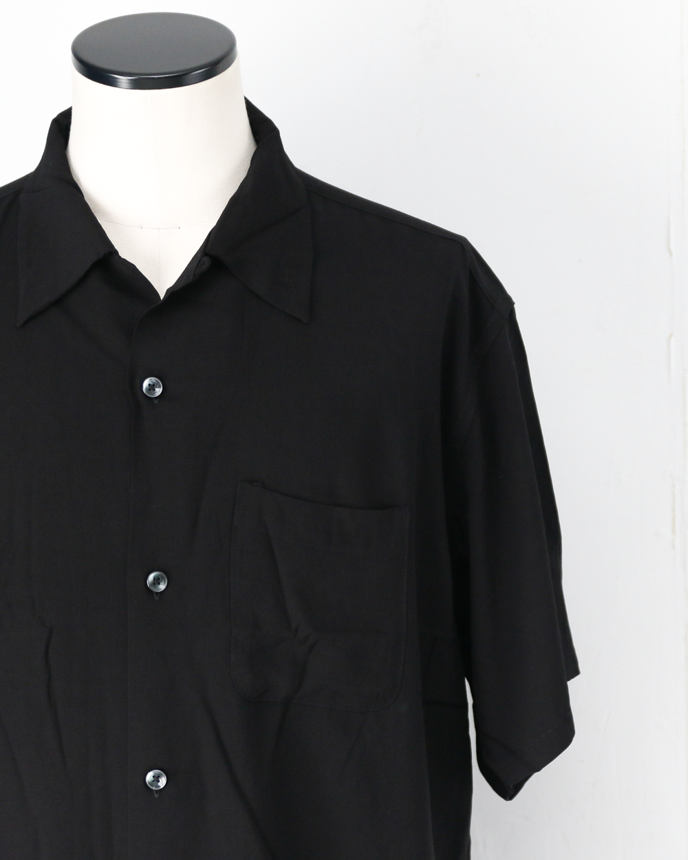 TOWN CRAFT タウンクラフト PRINTED LOOP COLLAR SS SHIRT Solid Black