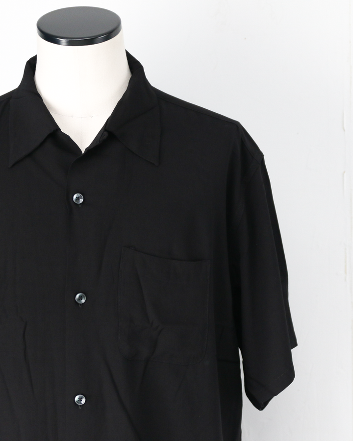 TOWN CRAFT タウンクラフト PRINTED LOOP COLLAR SS SHIRT Solid Black