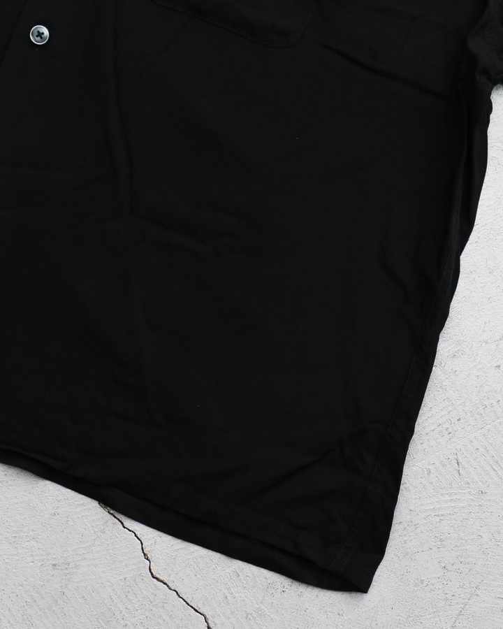 TOWN CRAFT タウンクラフト PRINTED LOOP COLLAR SS SHIRT Solid Black