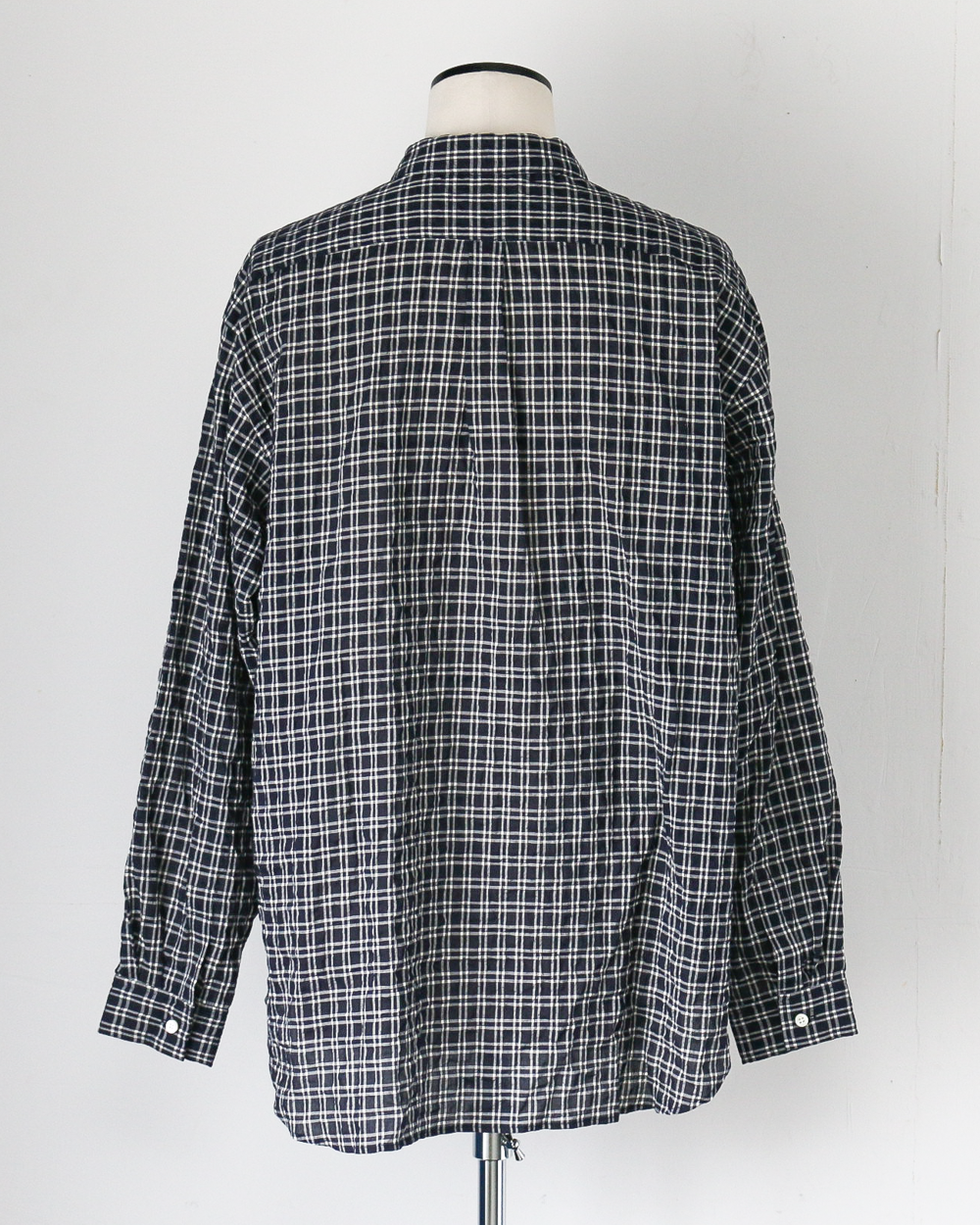 MASTER&amp;CO マスターアンドコー MC1622 SHIRRING CHECK NEW PLAIN SHIRT Navy