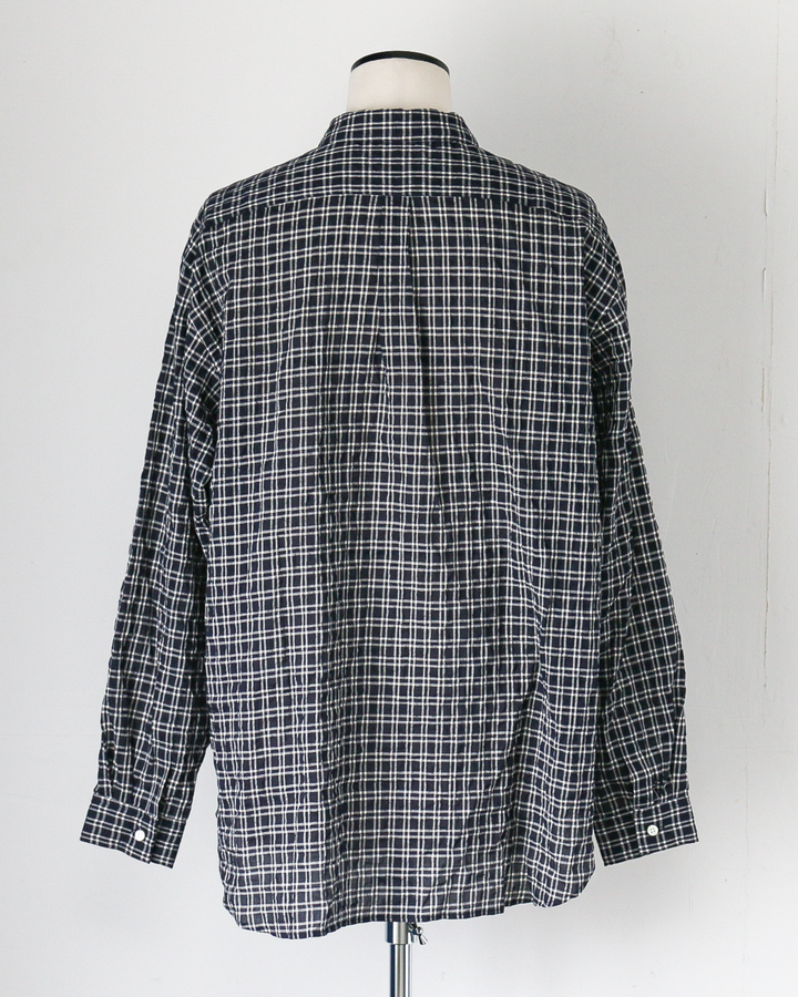 MASTER&amp;CO マスターアンドコー MC1622 SHIRRING CHECK NEW PLAIN SHIRT Navy