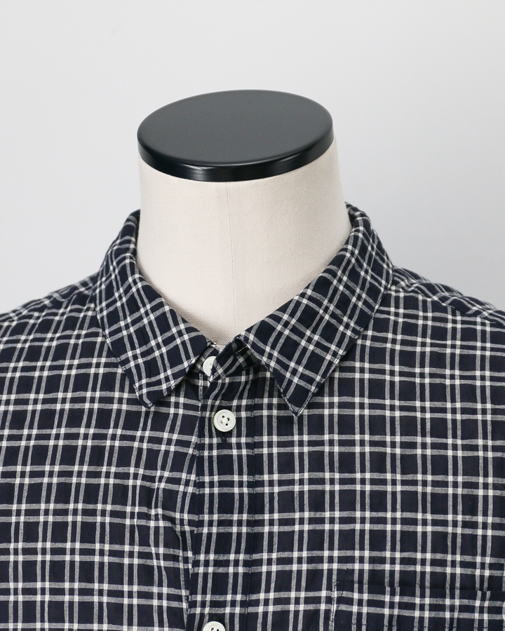 MASTER&amp;CO マスターアンドコー MC1622 SHIRRING CHECK NEW PLAIN SHIRT Navy