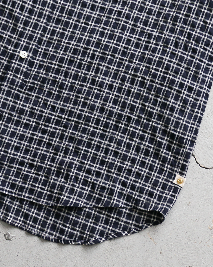 MASTER&amp;CO マスターアンドコー MC1622 SHIRRING CHECK NEW PLAIN SHIRT Navy