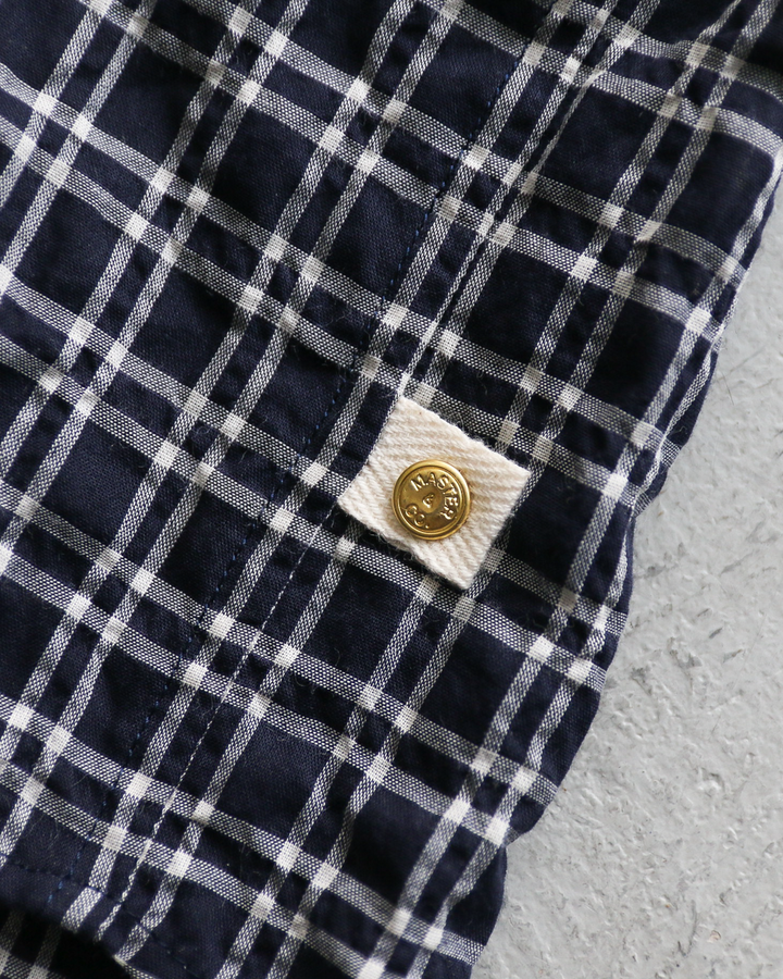 MASTER&amp;CO マスターアンドコー MC1622 SHIRRING CHECK NEW PLAIN SHIRT Navy