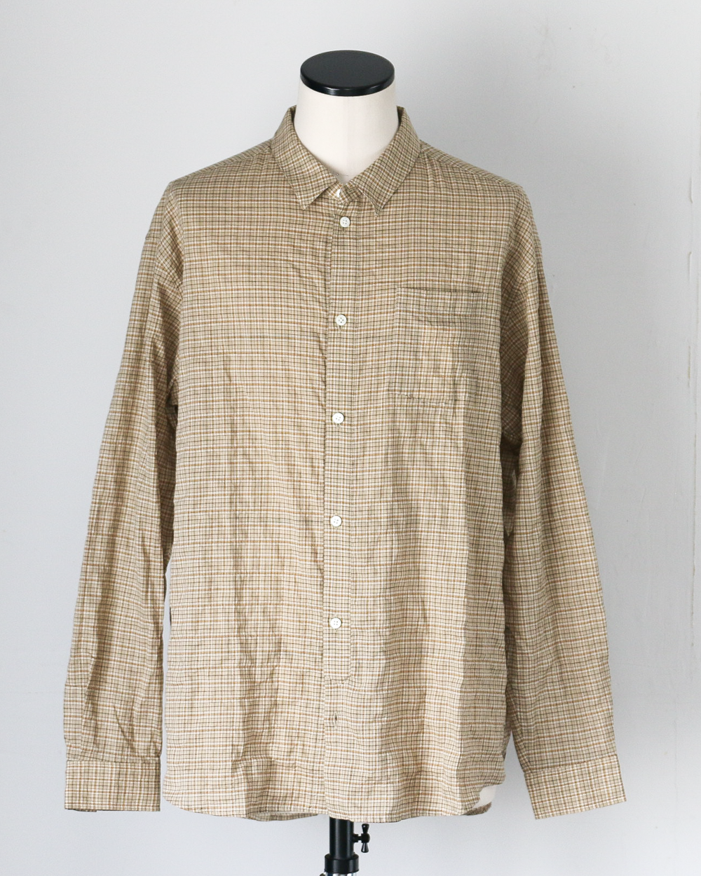 MASTER&amp;CO マスターアンドコー MC1622 SHIRRING CHECK NEW PLAIN SHIRT Beige