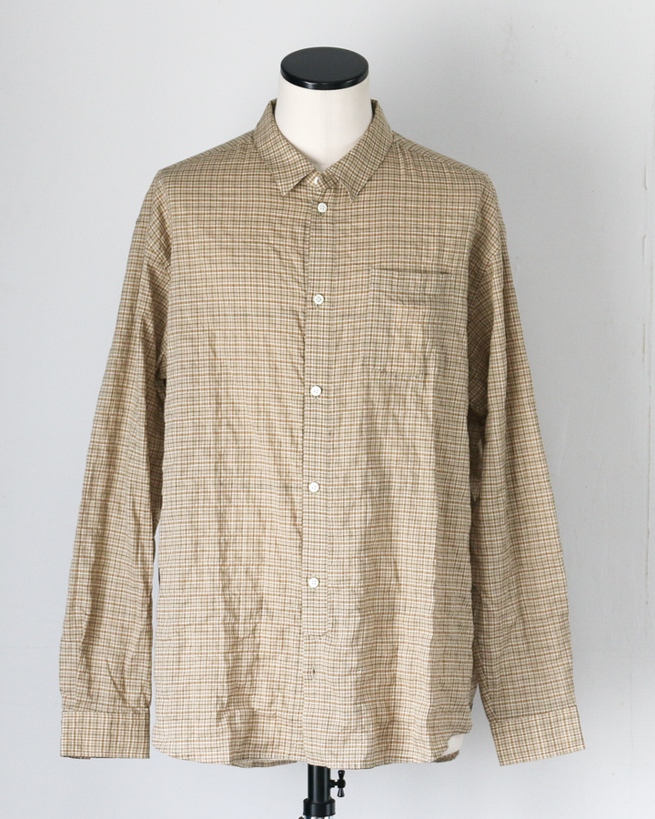 MASTER&amp;CO マスターアンドコー MC1622 SHIRRING CHECK NEW PLAIN SHIRT Beige
