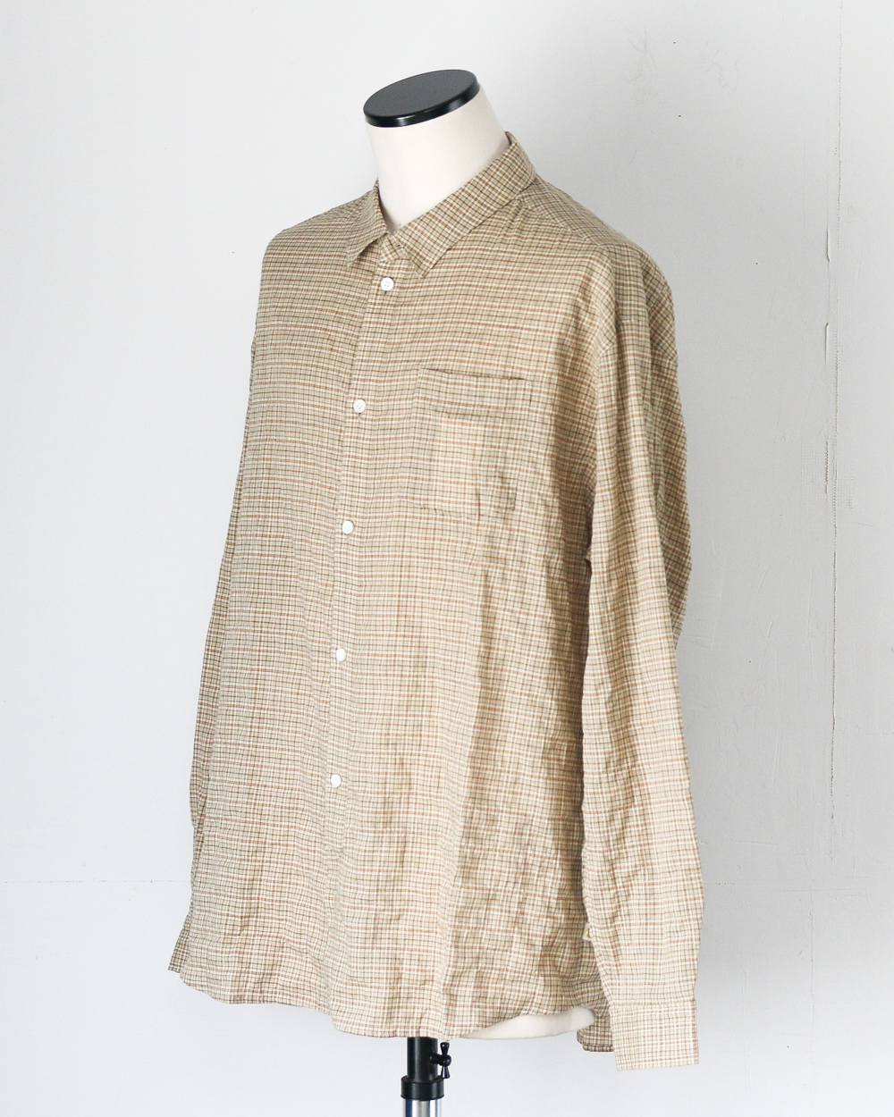 MASTER&amp;CO マスターアンドコー MC1622 SHIRRING CHECK NEW PLAIN SHIRT Beige