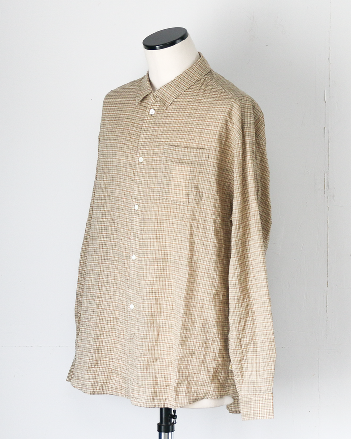 MASTER&amp;CO マスターアンドコー MC1622 SHIRRING CHECK NEW PLAIN SHIRT Beige