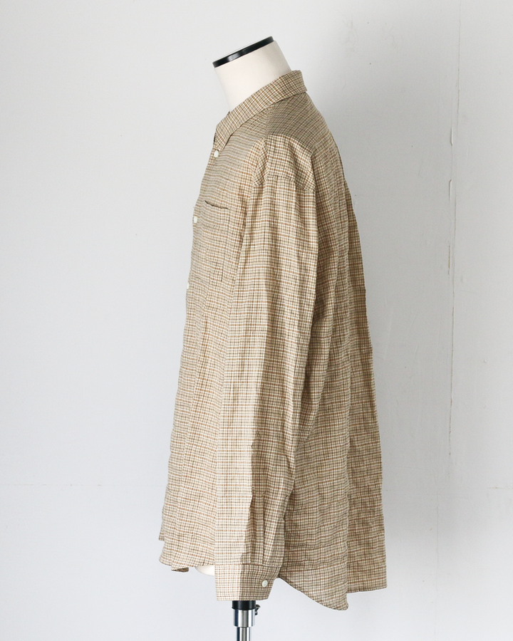 MASTER&amp;CO マスターアンドコー MC1622 SHIRRING CHECK NEW PLAIN SHIRT Beige