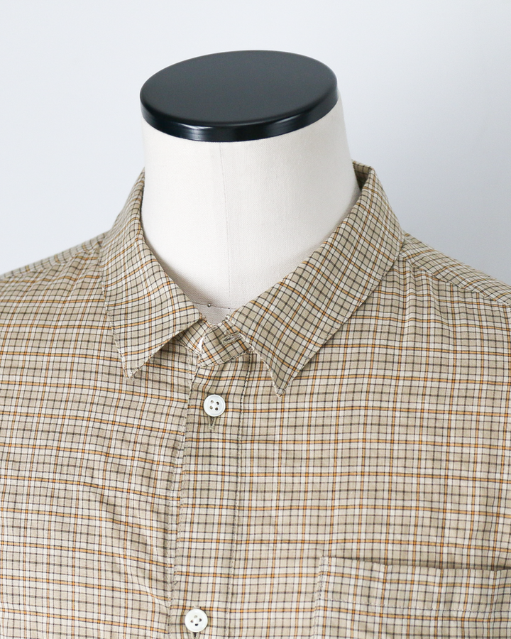 MASTER&amp;CO マスターアンドコー MC1622 SHIRRING CHECK NEW PLAIN SHIRT Beige