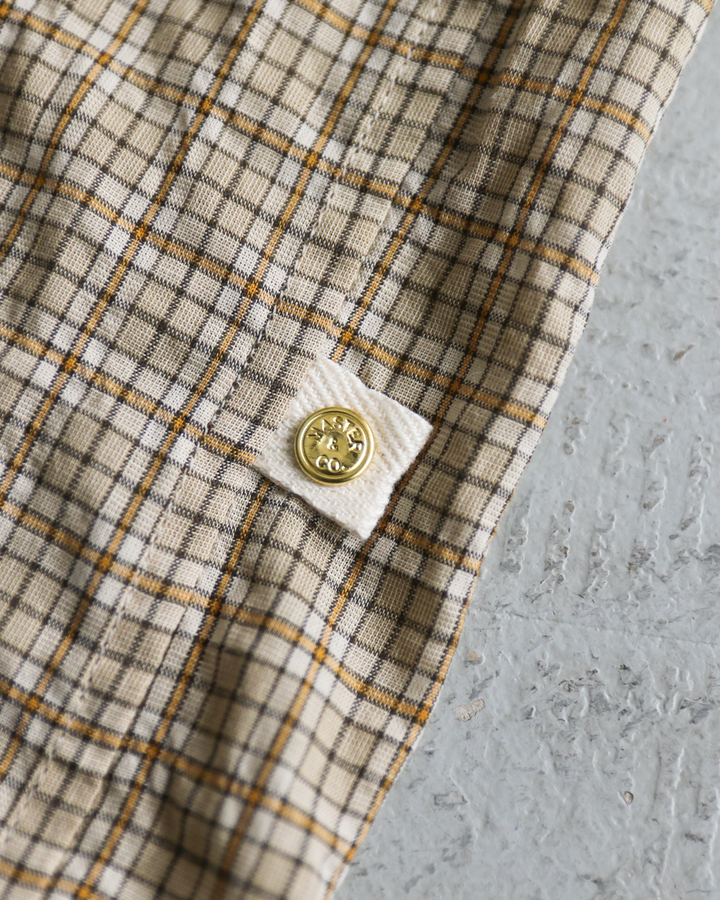 MASTER&amp;CO マスターアンドコー MC1622 SHIRRING CHECK NEW PLAIN SHIRT Beige