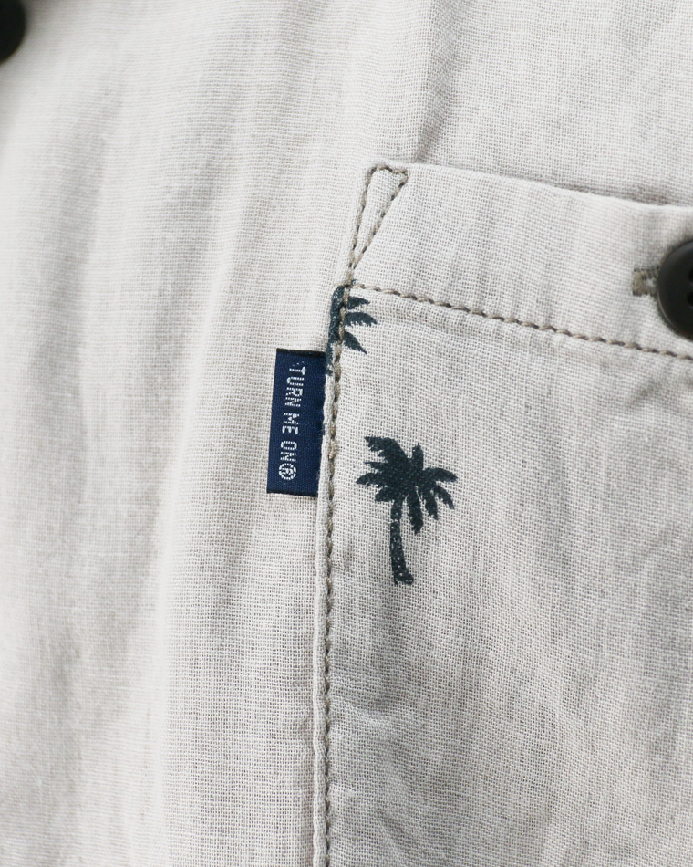 TURN ME ON Palm Tree Cotton Gauze Open collar Shirt Gray