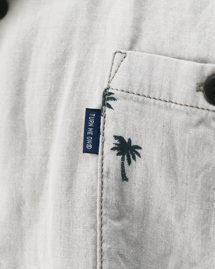 TURN ME ON Palm Tree Cotton Gauze Open collar Shirt Gray