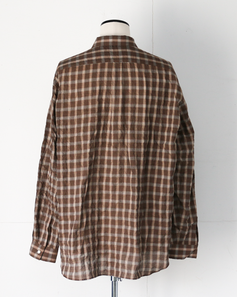 MASTER&amp;CO マスターアンドコー SHIRRING GRAPH CHECK WIDE PLAIN SHIRT Brown